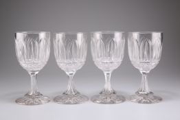 A SET OF FOUR VICTORIAN CUT GLASS WINE GLASSES