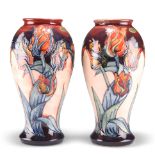 A PAIR OF MOORCROFT LARGE POTTERY VASES