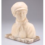 AN ITALIAN MARBLE BUST OF A BOY WEARING A CAP, LATE 19TH CENTURY