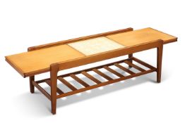 A MID-CENTURY TEAK AND TILE-TOP COFFEE TABLE