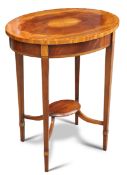 AN EDWARDIAN SATINWOOD AND MAHOGANY OCCASIONAL TABLE