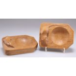 ROBERT THOMPSON OF KILBURN, TWO MOUSEMAN OAK PIN TRAYS