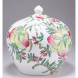 A CHINESE FAMILLE ROSE VASE AND COVER