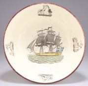 AN EARLY 19TH CENTURY ENGLISH CREAMWARE PUNCH BOWL
