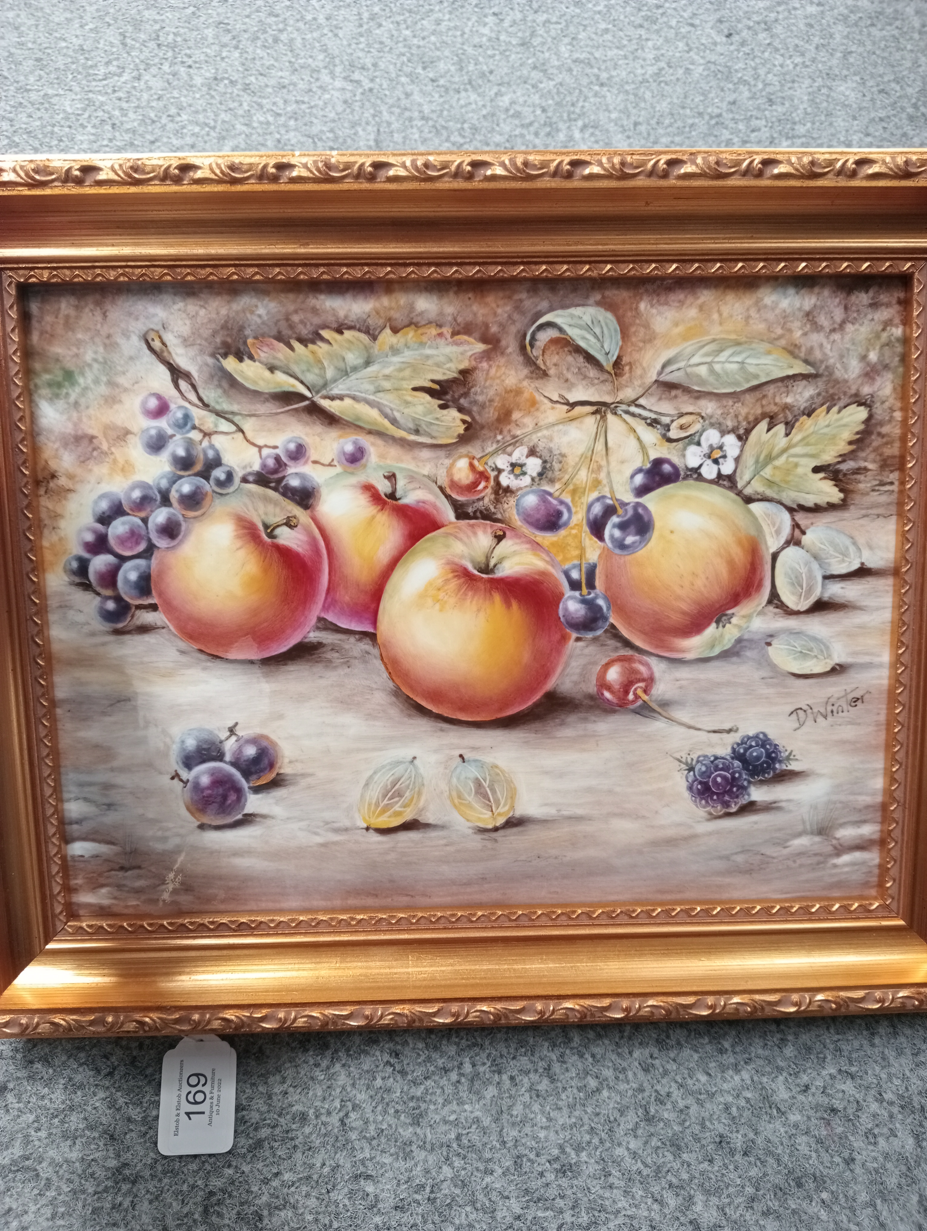A ROYAL WORCESTER FRUIT-PAINTED LARGE PLAQUE - Image 3 of 3