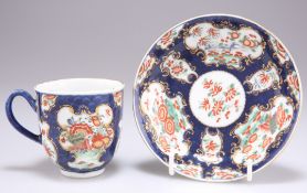 A WORCESTER KAKIEMON COFFEE CUP AND SAUCER, CIRCA 1770-1775