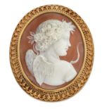 A 19TH CENTURY SHELL CAMEO BROOCH / PENDANT