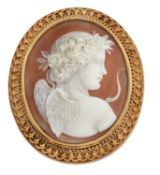 A 19TH CENTURY SHELL CAMEO BROOCH / PENDANT