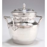 A FRENCH SILVER TWO-HANDLED JAR