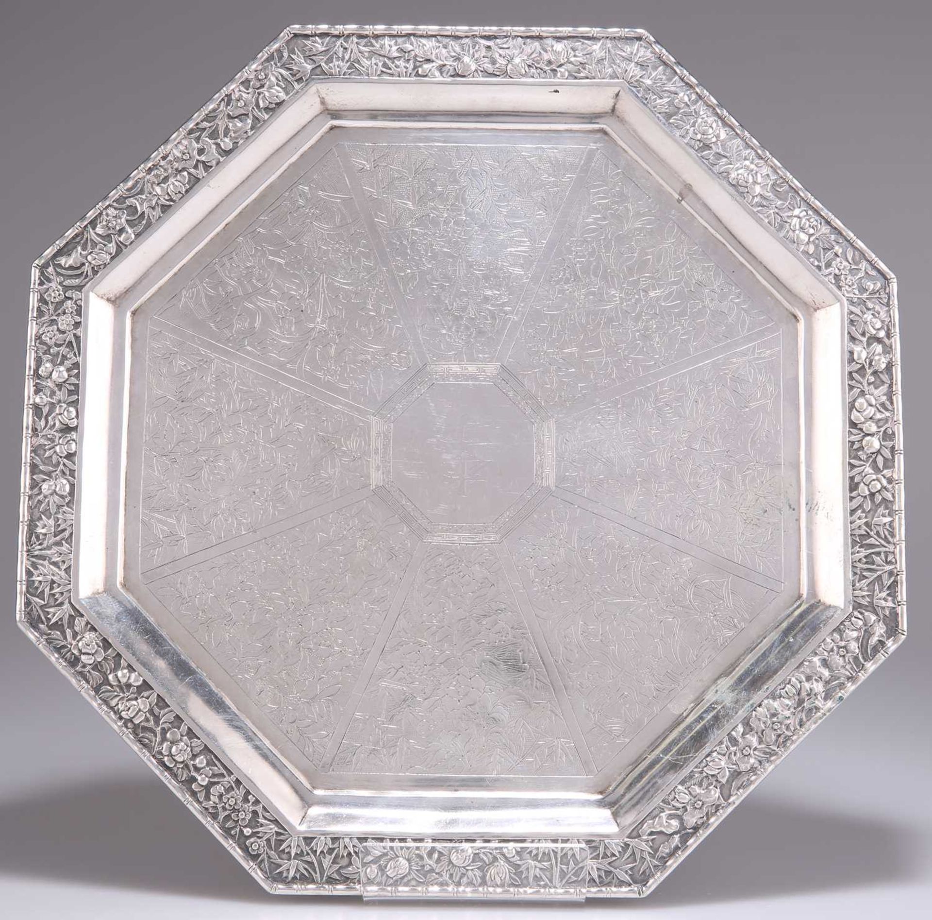 A CHINESE EXPORT SILVER SALVER