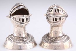 A RARE PAIR OF VICTORIAN SILVER NOVELTY PEPPER POTS