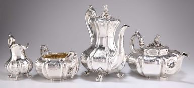 A FINE EARLY VICTORIAN SILVER FOUR-PIECE TEA AND COFFEE SERVICE