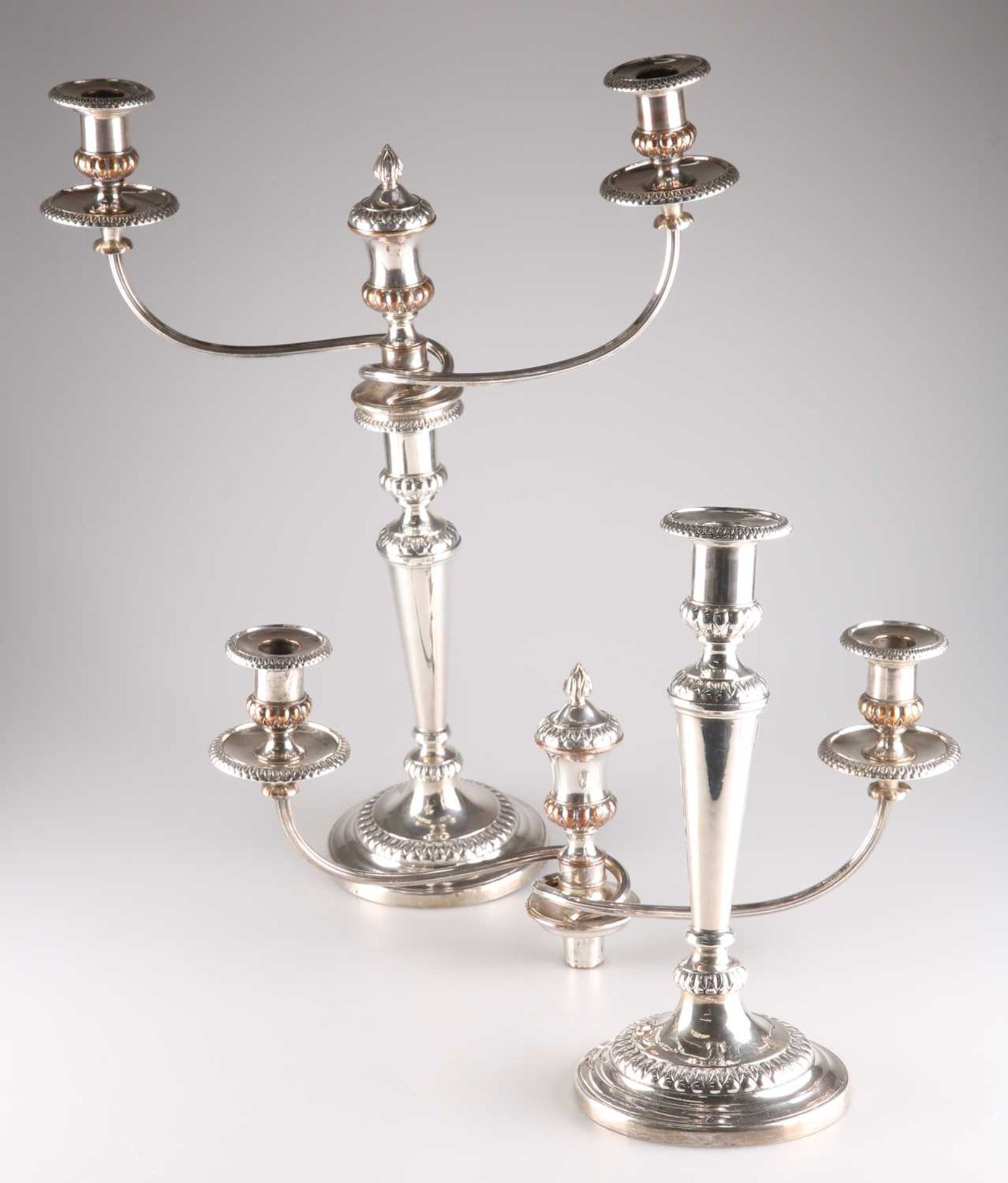 A PAIR OF GEORGE III SILVER AND OLD SHEFFIELD PLATE CANDELABRA - Image 4 of 6
