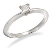 TIFFANY & CO - A SOLITAIRE PRINCESS-CUT DIAMOND RING