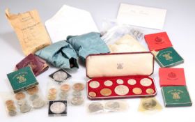 AN ELIZABETH II 1953 PROOF SET AND A QUANTITY OF COINAGE