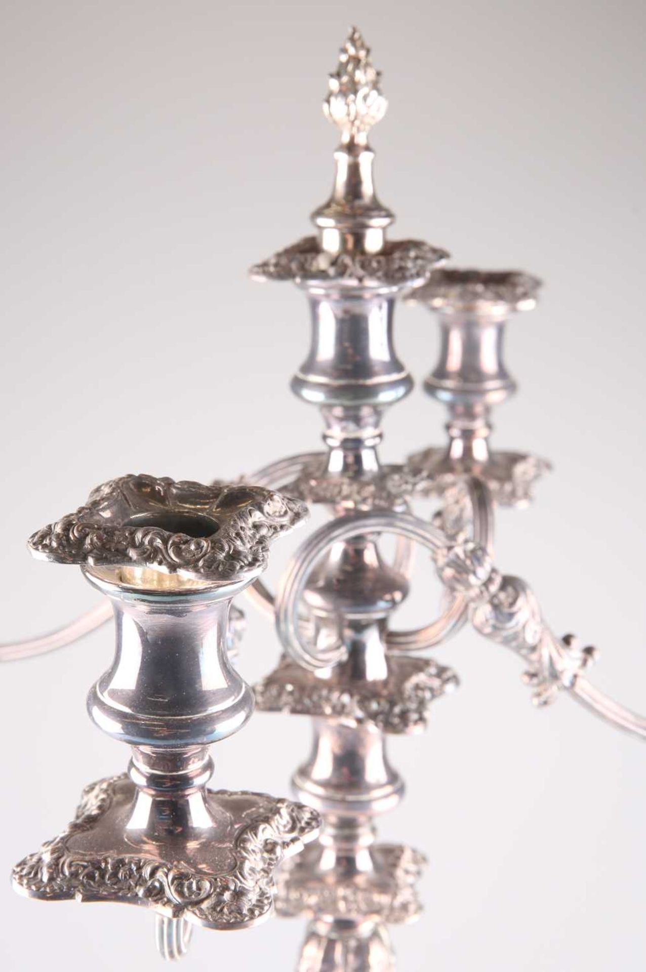 A LARGE 19TH CENTURY SILVER-PLATED CANDELABRUM - Image 3 of 4