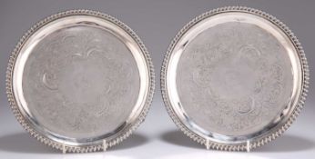 A PAIR OF VICTORIAN SILVER SALVERS