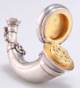 A VICTORIAN SILVER NOVELTY VINAIGRETTE AND SCENT FLASK