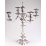A LARGE 19TH CENTURY SILVER-PLATED CANDELABRUM