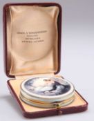 A CONTINENTAL ART DECO SILVER-GILT AND ENAMEL COMPACT
