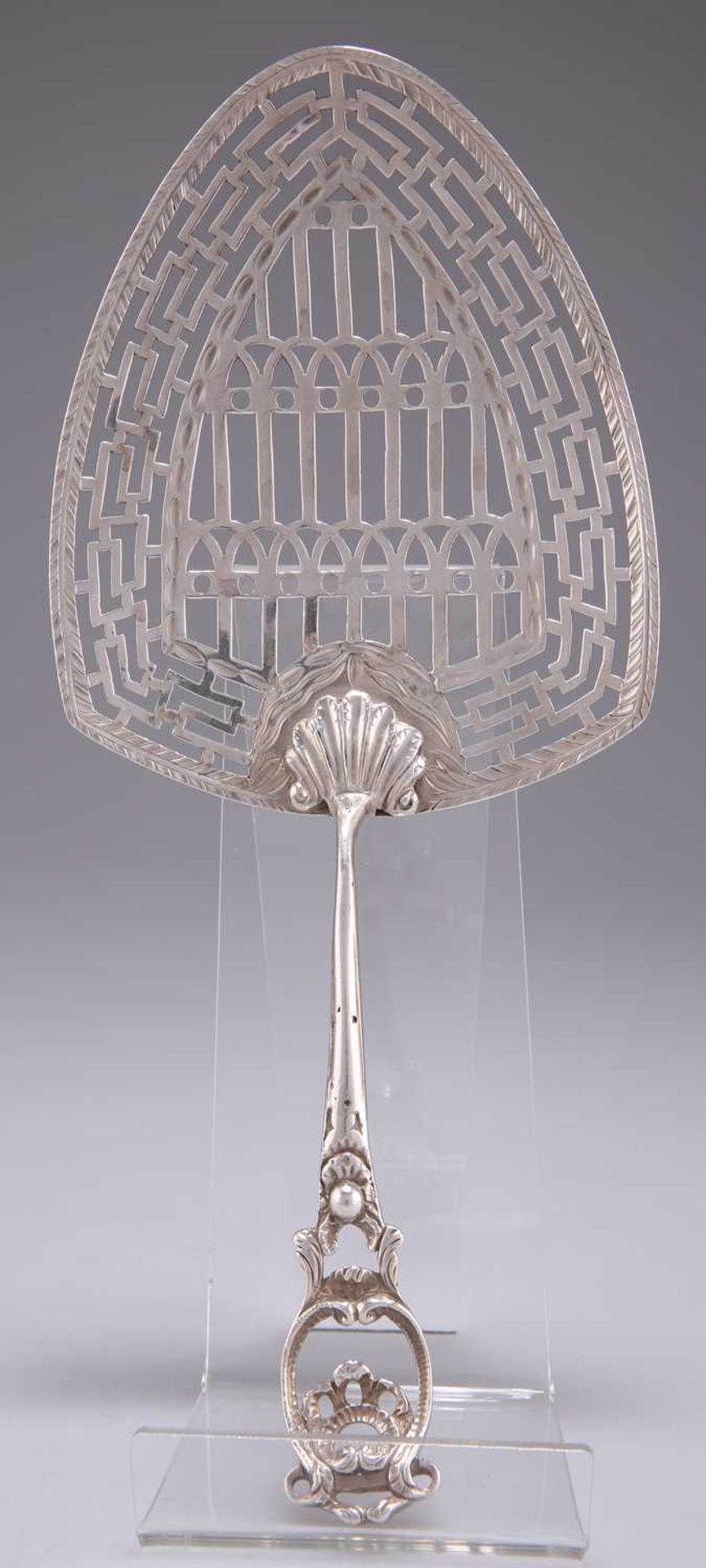 A GEORGE III SILVER FISH SLICE