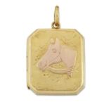 A LATE 19TH CENTURY EQUESTRIAN LOCKET PENDANT