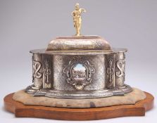 AN EDWARDIAN SILVER-GILT AND ENAMEL PRESENTATION CASKET