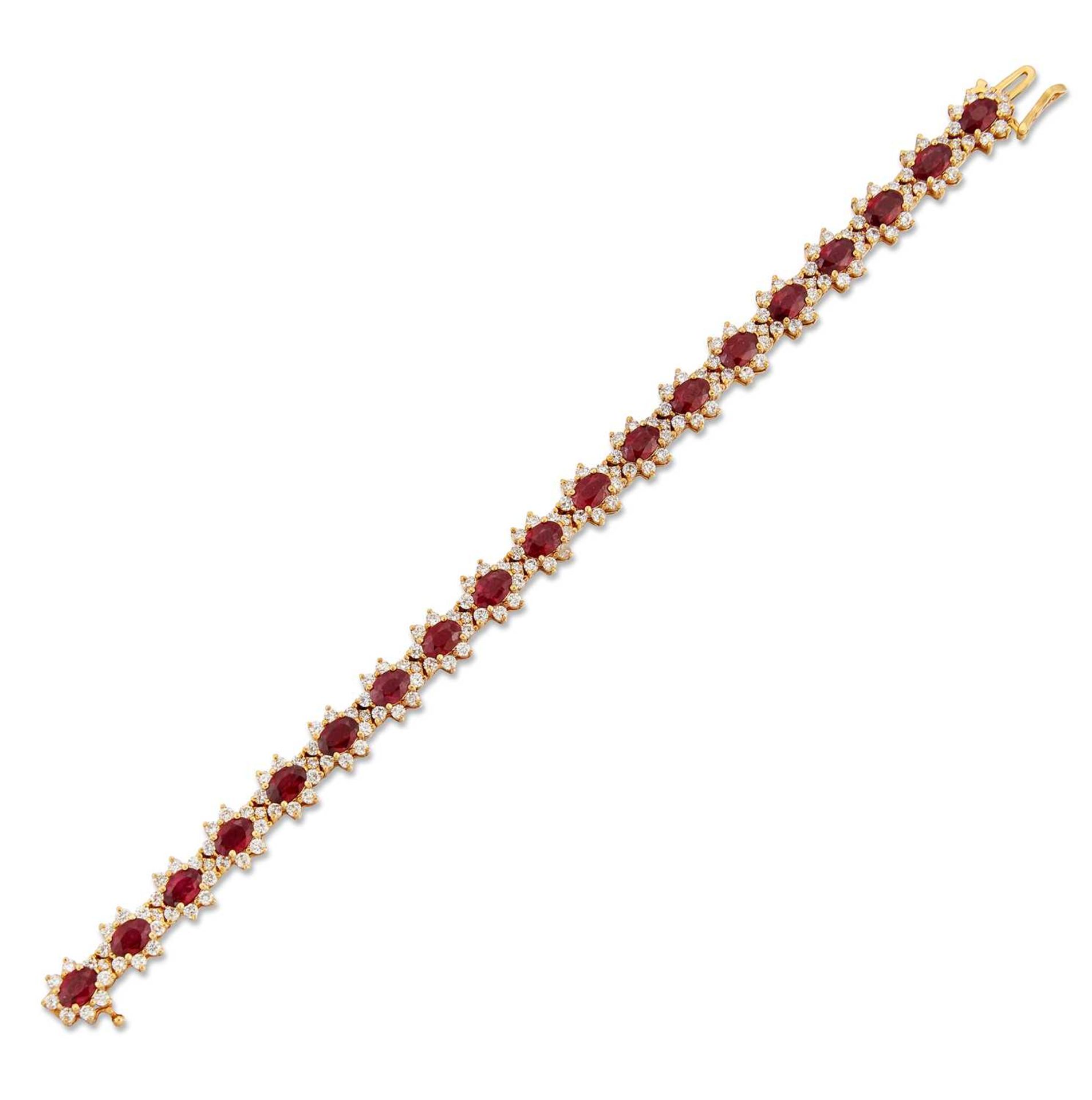 A RUBY AND DIAMOND CLUSTER BRACELET