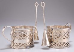 A PAIR OF VICTORIAN SILVER HURRICANE CHAMBERSTICKS