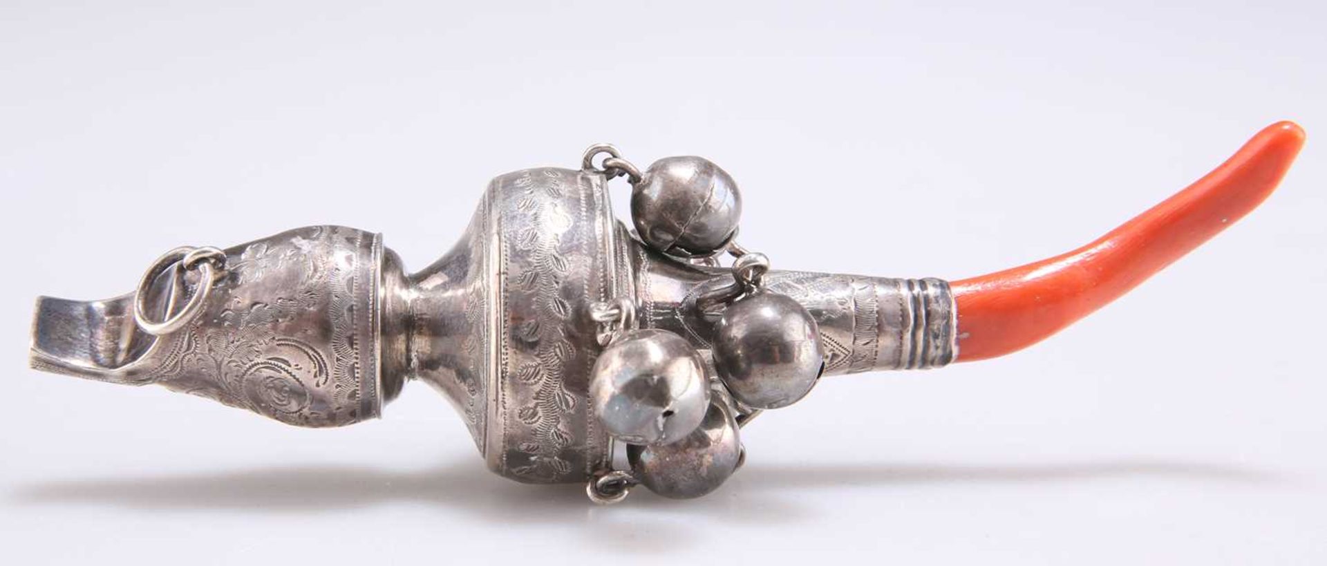 A VICTORIAN SILVER BABY'S RATTLE