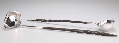 A GEORGE III SILVER TODDY LADLE, AND ANOTHER SIMILAR