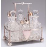 A LATE VICTORIAN SILVER-PLATED SIX-BOTTLE CRUET