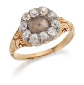 AN EARLY 19TH CENTURY DIAMOND AND HAIRWORK SENTIMENTAL RING