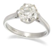 A PLATINUM SOLITAIRE OLD-CUT DIAMOND RING