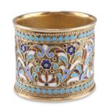 A RUSSIAN SILVER AND CHAMPLEVÉ ENAMEL NAPKIN RING