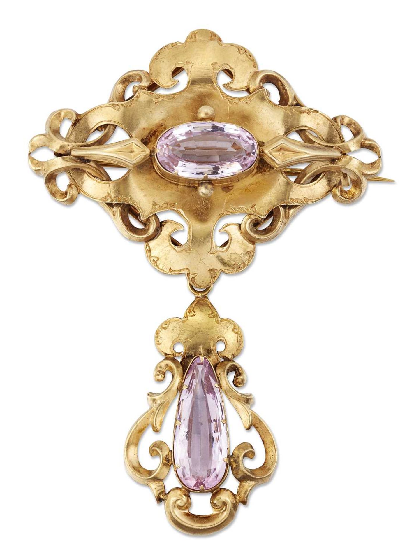AN EARLY 19TH CENTURY PINK TOPAZ BROOCH