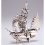 A CONTINENTAL SILVER MODEL OF A SHIP