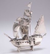 A CONTINENTAL SILVER MODEL OF A SHIP