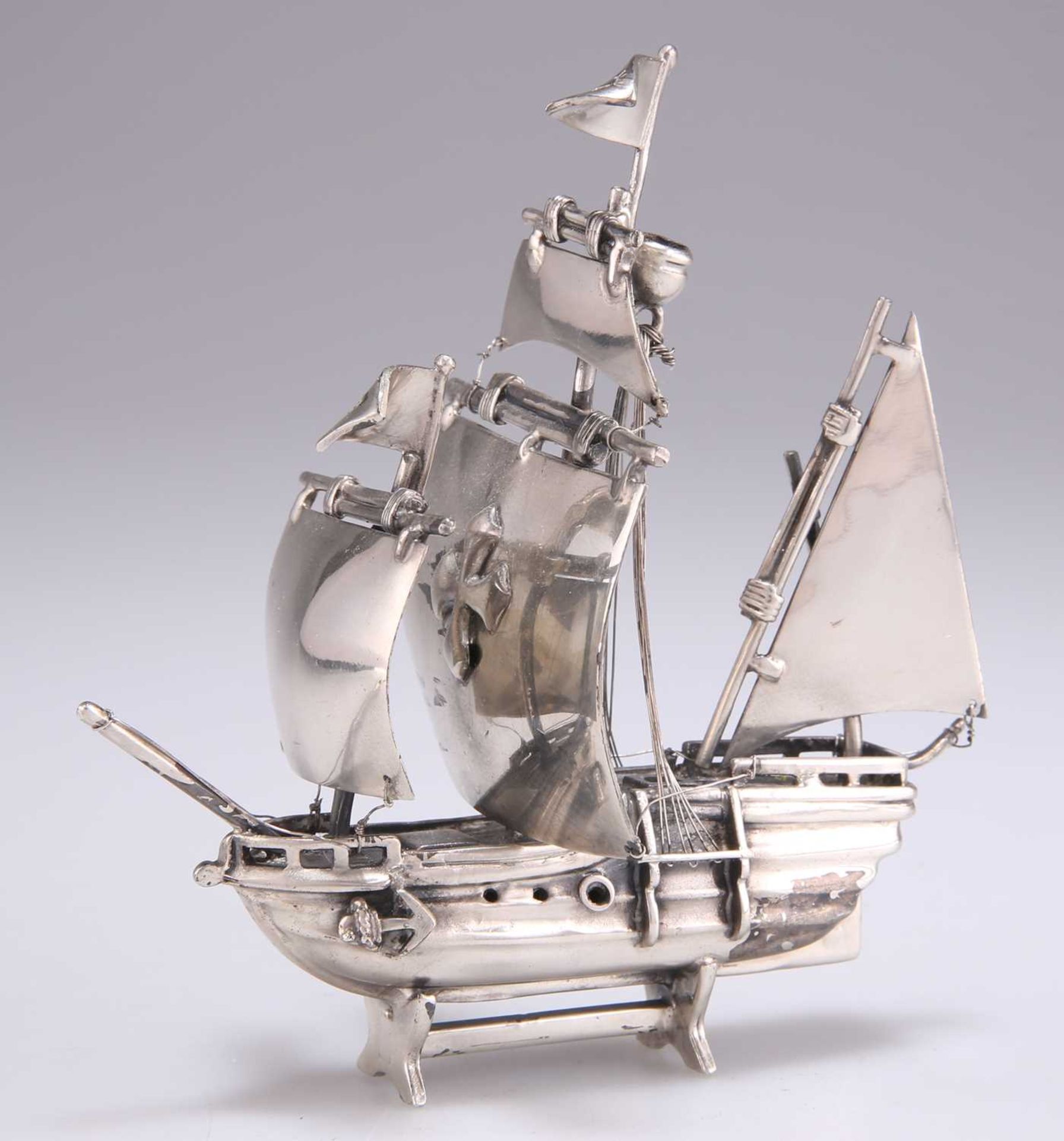 A CONTINENTAL SILVER MODEL OF A SHIP