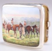 A GERMAN STERLING AND ENAMEL CIGARETTE CASE, EARLY 20TH CENTURY