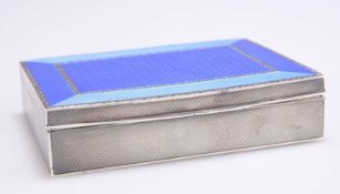 A CONTINENTAL SILVER AND ENAMEL CIGARETTE BOX