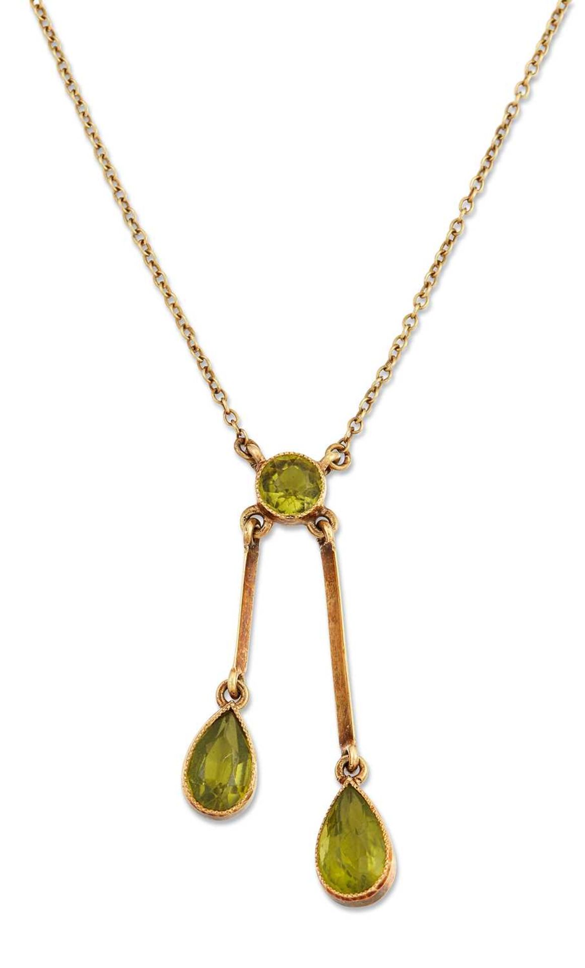 AN EARLY 20TH CENTURY PERIDOT NEGLIGEE PENDANT NECKLACE