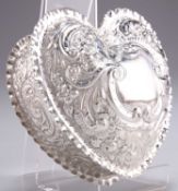 A LATE VICTORIAN SILVER HEART-SHAPED BOX
