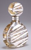 AN ELIZABETH II SILVER-MOUNTED GLASS SCENT BOTTLE