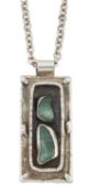 JENS ANDERSON AND ERIK DENNING AD DESIGN – A DANISH SILVER AND AVENTURINE QUARTZ PENDANT NECKLACE