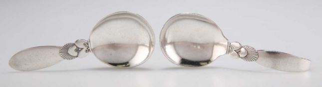 GEORG JENSEN, TWO DANISH SILVER CADDY SPOONS