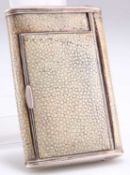 AN EDWARDIAN SILVER AND SHAGREEN CIGARETTE AND VESTA CASE COMBINATION