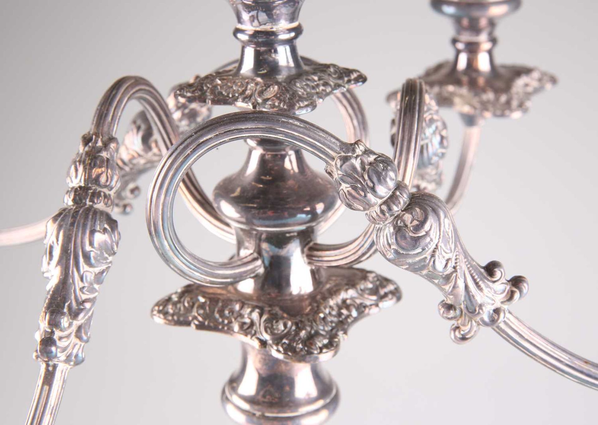 A LARGE 19TH CENTURY SILVER-PLATED CANDELABRUM - Image 4 of 4