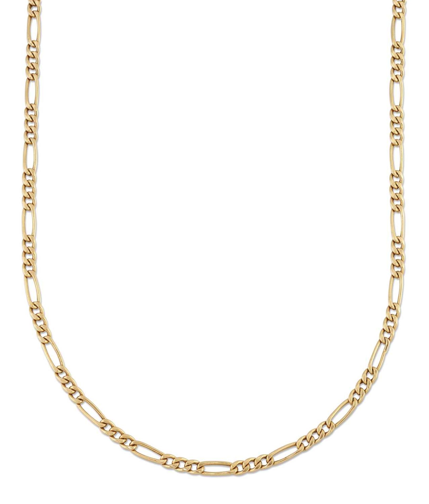 A 9 CARAT GOLD FIGARO LINK CHAIN NECKLACE