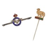 A ROYAL AIR FORCE ENAMELLED BAR BROOCH, AND A YOUNGS RAM BREWERY ENAMELLED STICKPIN